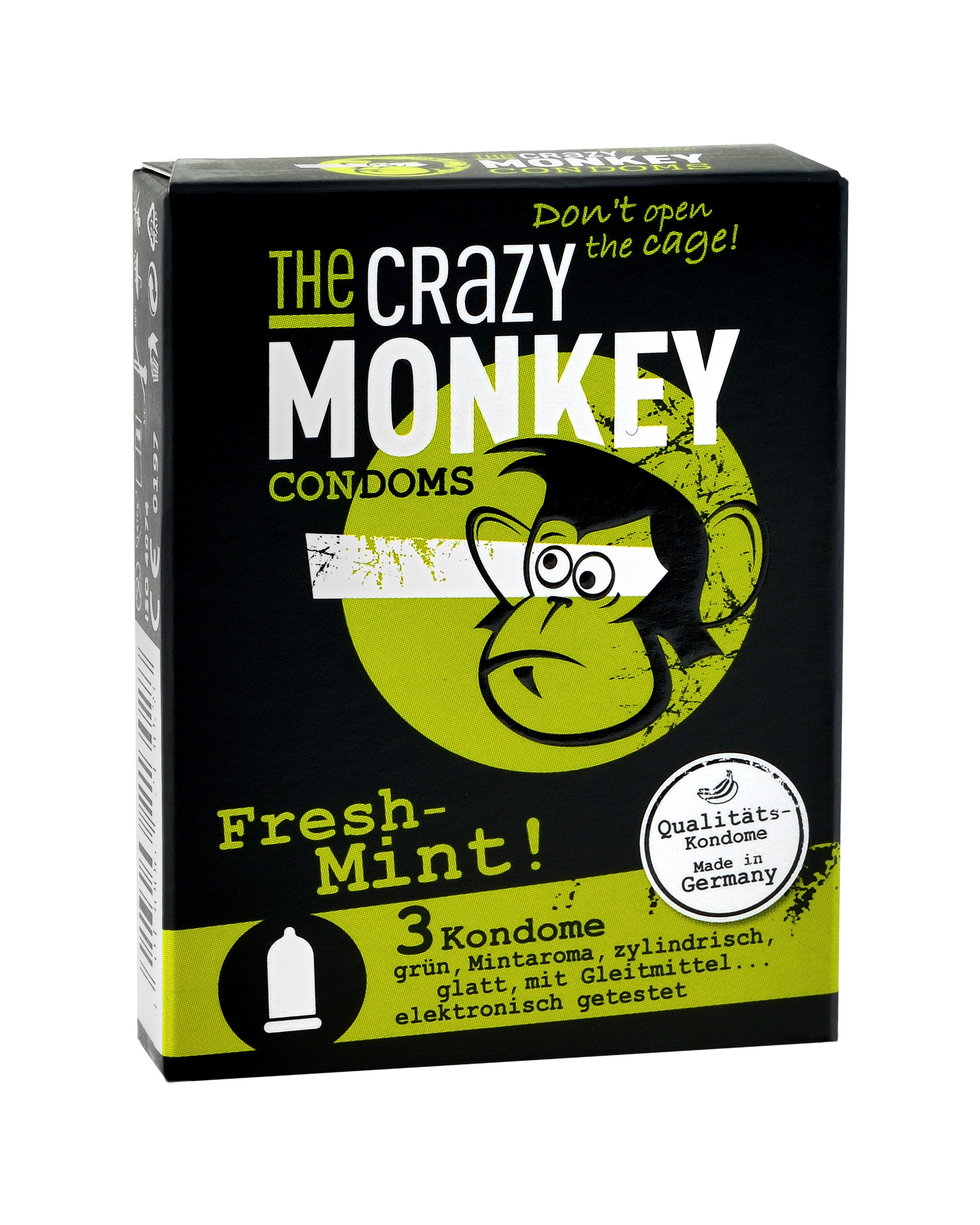 The Crazy Monkey Preservativos Fresh-Mint 3 Pcs.