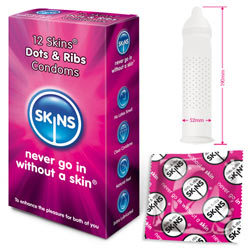 Preservativos Skins Puntos Y De Las Costillas 12 Paquete