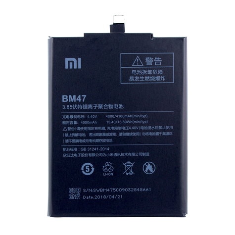 Xiaomi - Batería De Iones De Litio - Bm47 - Redmi 3 Y Redmi 3s - 4000mah