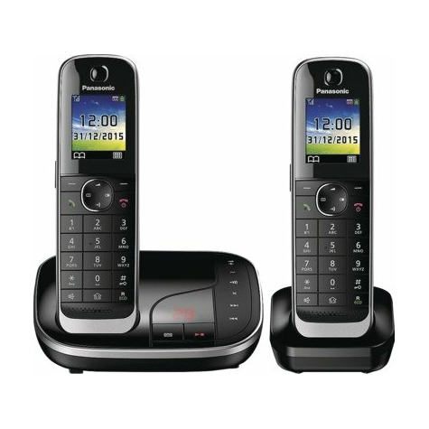 Teléfono Inalámbrico Dect Panasonic Kx-Tgj322gb Duo Con Contestador Automático, Negro