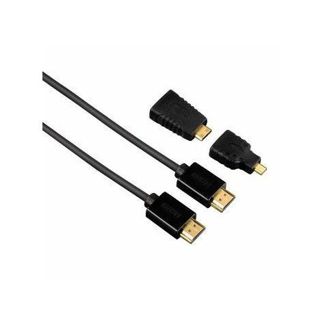 Hama Hdmi Cable 1,5m Type-A High Speed 4k Uhd St./St. Black + 2x Hdmi Adapter