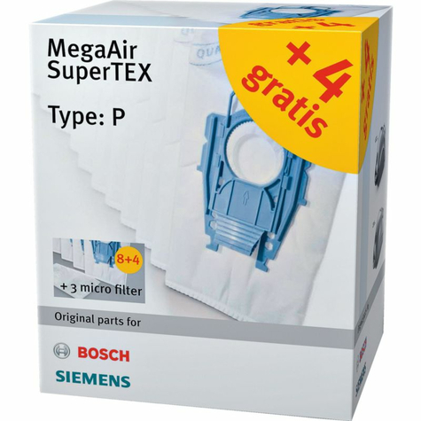 Siemens Vz123fp Megaair Supertex Bolsa De Aspirador + Filtro (8+4) Para Vs08