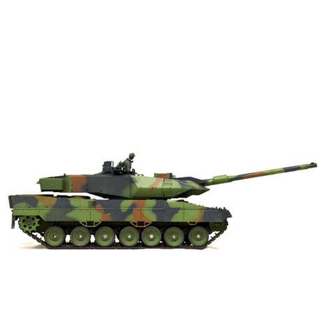 Tanque RC alemán Leopard 2A6 Heng Long 1:16 con humo y sonido y caja de cambios de metal -2,4Ghz