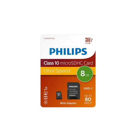 Philips Microsdhc 8gb Cl10 80mb/S Uhs-I +Adaptador Venta Al Público
