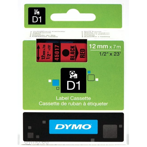 Cintas Dymo Standard D1 - Negro Sobre Rojo - Poliéster - -18 - 90 °C - Dymo - Labelmanager - Labelwriter 450 Duo - Caja