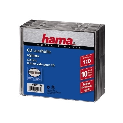 Hama Cd Slim Jewel Case - Paquete De 10 - 1 Discos - Transparente