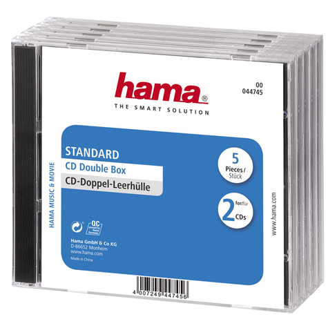 Estuche Doble Para Cds De Hama - Pack 5 - 2 Discos - Transparente