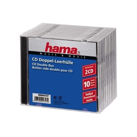 Hama Cd Double Jewel Case Standard - Pack 10 - 2 Discs - Transparent