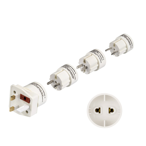 Hama Universal Ii Travel Adapter Plug Set - Universal - Type C (Euro Plug) - White - Male Connector / Female Connector