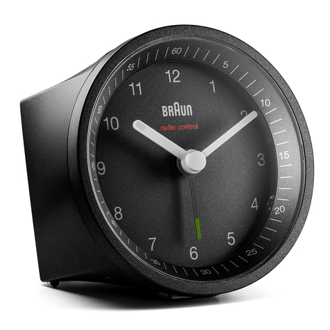 Braun Radio Controlled Alarm Clock Bc07b-Dcf Black - Quartz Alarm Clock - Round - Black - Analog - Yellow - Battery/Accumulator