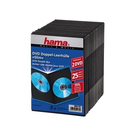 Hama Dvd Slim Double-Box 25 - Negro 2 Discos Negro