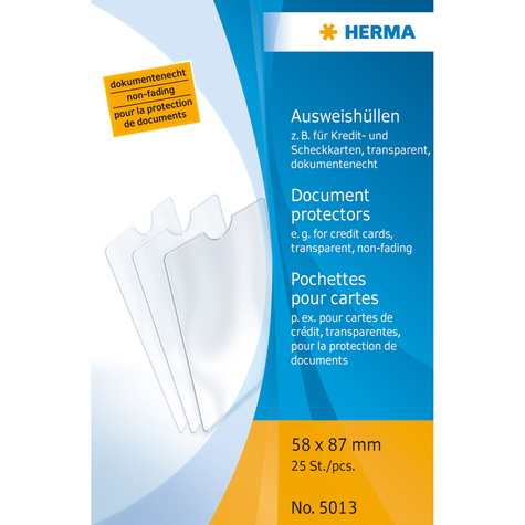 Herma 5013 - 58 X 87 Mm - Transparente - Polipropileno (Pp) - 58 Mm - 87 Mm - 25 Pieza(S)
