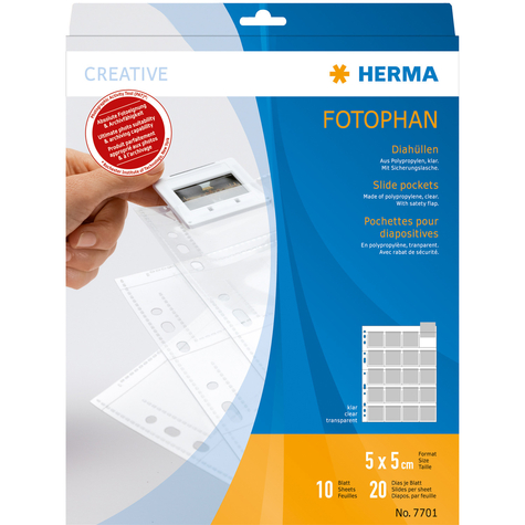 Herma Slide Sleeves For 35mm Slides - Foil Clear 10 Sleeves - Transparent - Polypropylene (Pp) - 50 X 50 Mm