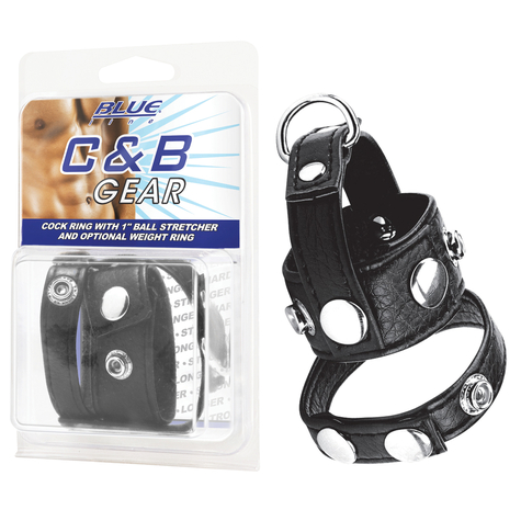 Blue Line C&B Gear Cock Ring With 1' Ball Stretcher And Weight Ring