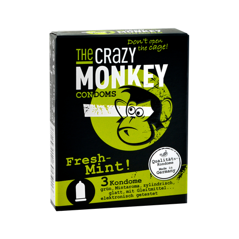 The Crazy Monkey Preservativos Fresh-Mint 3 Pcs.