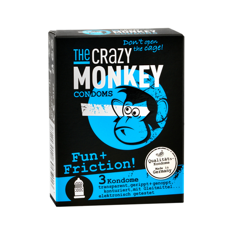 The Crazy Monkey Preservativos Fun + Friction 3 Pcs.
