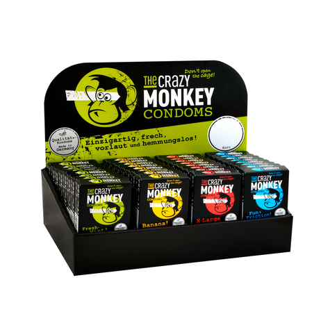 Expositor De Preservativos The Crazy Monkey Con 32 Paquetes De 3.