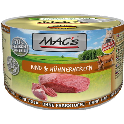 Mac's,Macs Cat Beef-Chickenheart.200gd