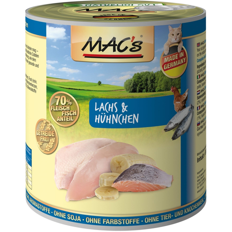 Mac's,Macs Cat Salmon+Chicken 800 G D