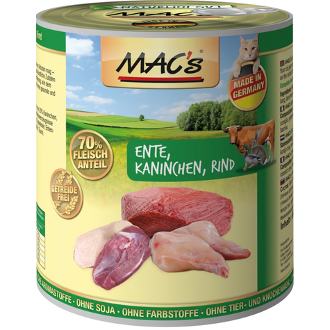 Mac's,Macs Cat Pato-Conejo-Carne De Vaca 800gd