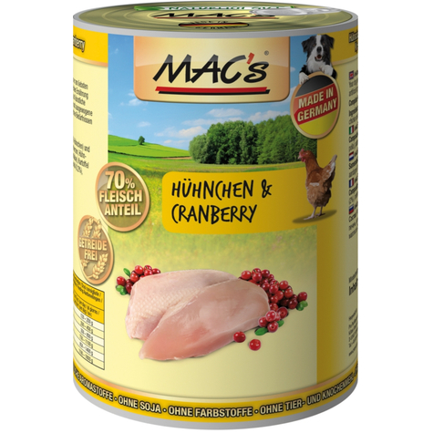 Mac's,Macs Dog Chicken Cranberry 400gd