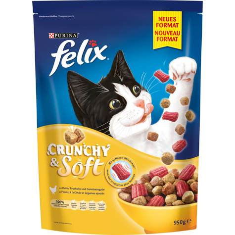 Nestle Cat,Fel.Crunchy+Soft Poultry 950g