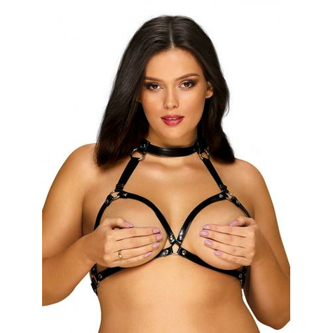 Adjustable Bra With Patent Leather Harness For Curves