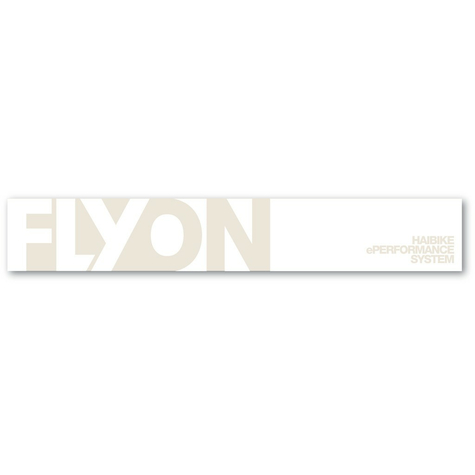 Aufkleber Haibike "Flyon"               80x12,7cm, Aufdruck Weiß/Transparent    