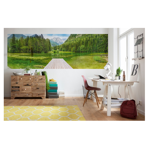 Photomurals  Photo Wallpaper - Green Lake - Size 368 X 127 Cm