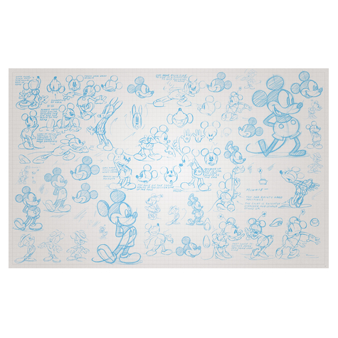 Non-Woven Wallpaper - Mickey Sketches - Size 400 X 250 Cm