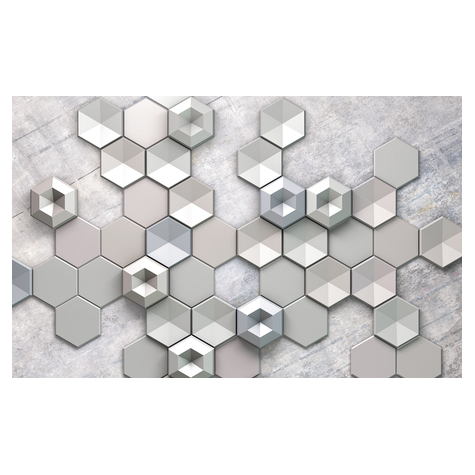 Non-Woven Wallpaper - Hexagon Concrete - Size 400 X 250 Cm