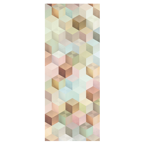 Non-Woven Wallpaper - Cubes Panel - Size 100 X 250 Cm
