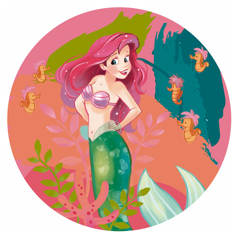Self-Adhesive Non-Woven Wall Mural / Wall Tattoo - Ariel Happy Coral - Size 125 X 125 Cm