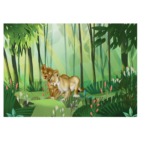 Non-Woven Wallpaper - Lion King Love - Size 400 X 280 Cm