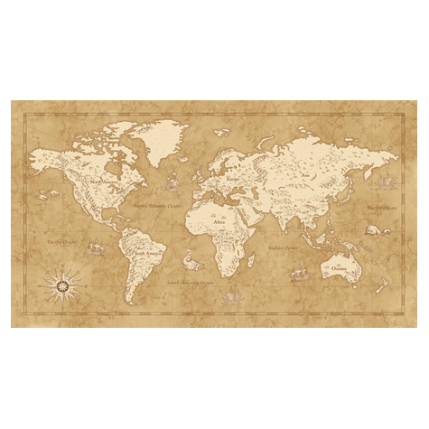 Papel Pintado Foto  - Vintage World Map - Tamaño 500 X 280 Cm