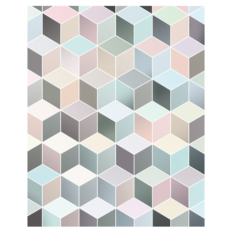 Non-Woven Wallpaper - Cubes Pastel - Size 200 X 250 Cm