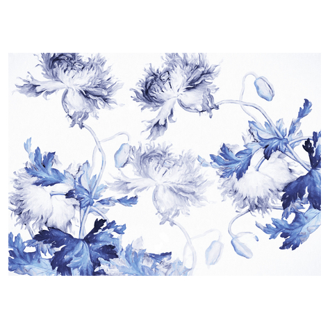 Papel Pintado Foto  - Siluetas Azules - Formato 350 X 250 Cm