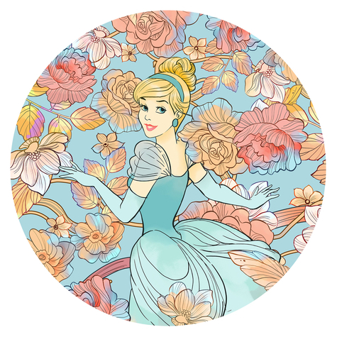 Self-Adhesive Non-Woven Wallpaper / Wall Tattoo - Cinderella Pastel Dreams - Size 125 X 125 Cm