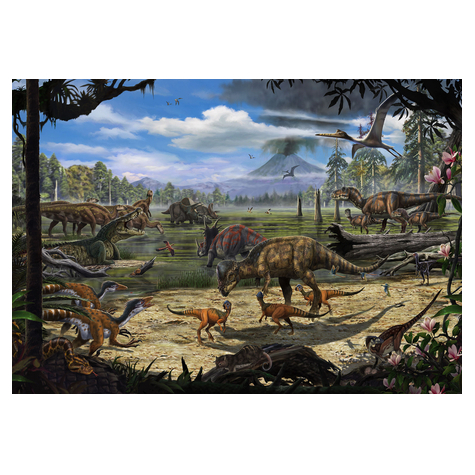 Non-Woven Wallpaper - Dinosaurs On The Shore - Size 400 X 280 Cm