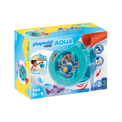 Playmobil 1.2.3 - Rueda Vórtice De Agua Con Tiburón Bebé (70636)