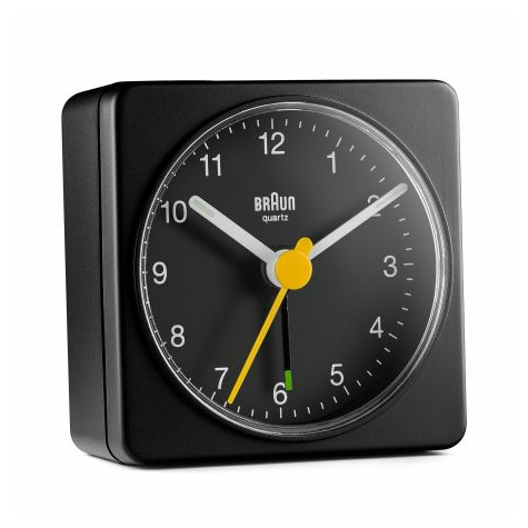 Braun Quartz Travel Alarm Clock Bc02b Black - Quartz Alarm Clock - Square - Black - Analog - Battery/Battery - Aa